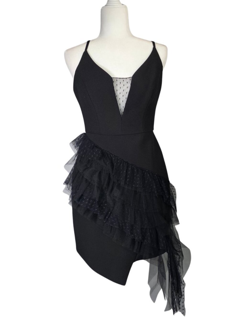 BCBGMAXAZRIA Women's Asymmetrical Ruffle Sheath Dress